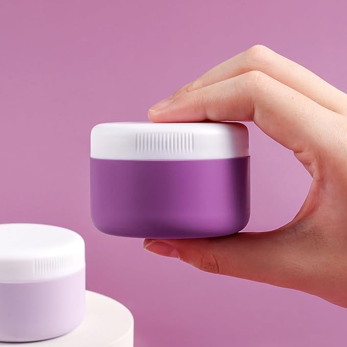 Travel Containers for Toiletries, Silicone Cream Jars BPA-Free, Leak-proof 2oz Travel Size Containers, Portable Size Silicone Jars with Lid for Cosmetic Face Hand Body Cream (4 Pack)