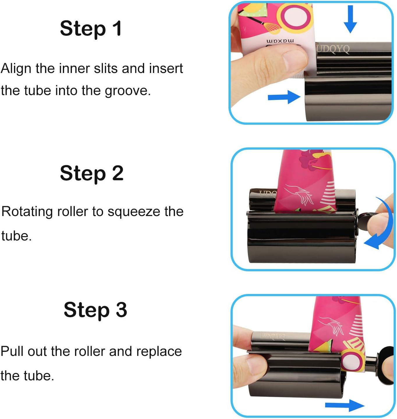 Toothpaste Squeezer - Metal Tube Squeezer Stainless Steel Tube Wringer UDQYQ Toothpaste seat Holder Stand (Black)