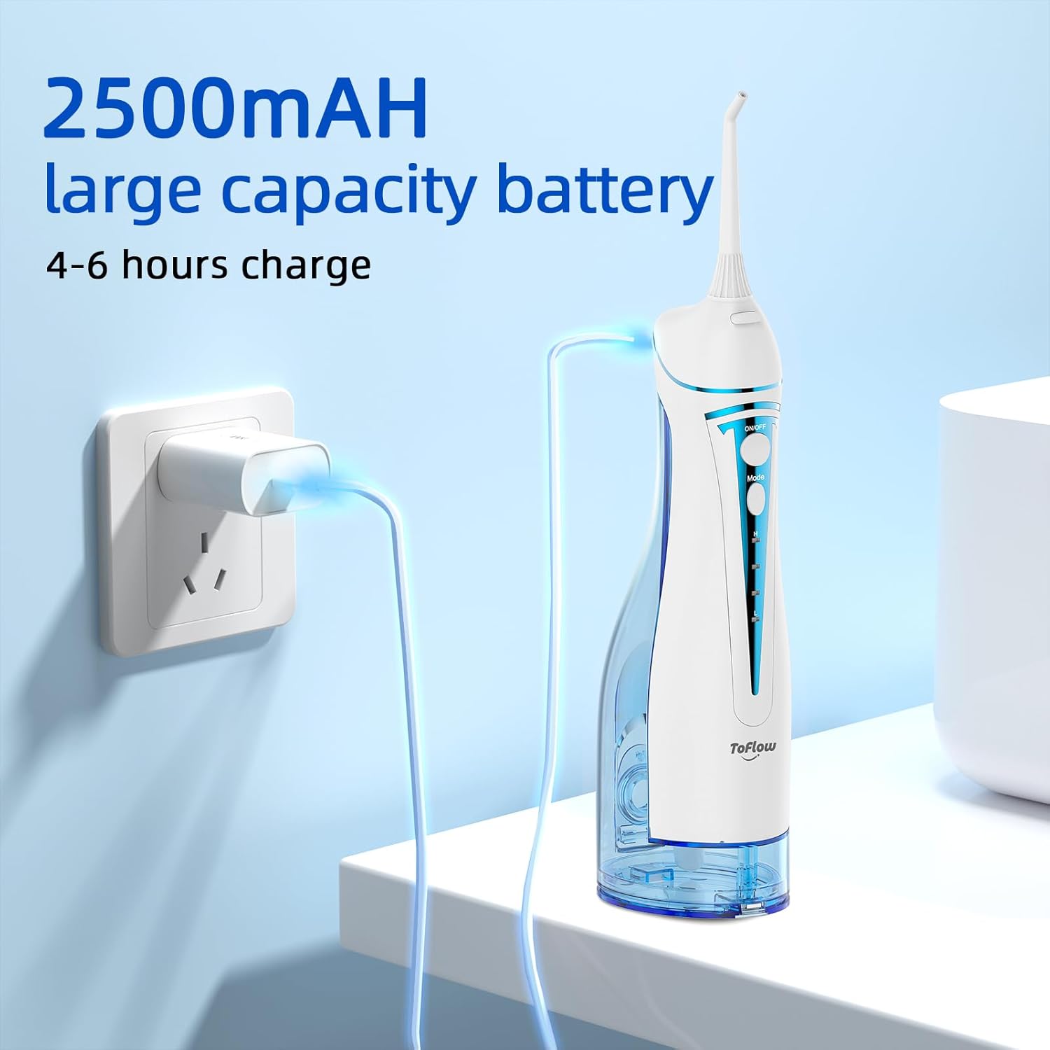Water Dental Flosser Teeth Pick: 4 Modes Travel Portable Water Flosser, Rechargeable Irrigation Cleaner for Teeth, 300ML Cordless Oral Irrigator with 5 Jet Tips, IPX7 Waterproof Dental Flosser