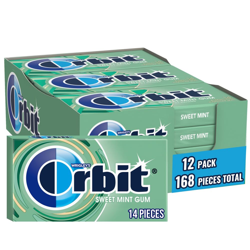 Orbit Sweet Mint Sugar Free Chewing Gum Bulk, 12 Packs, 14 Pieces Each (168 Total)
