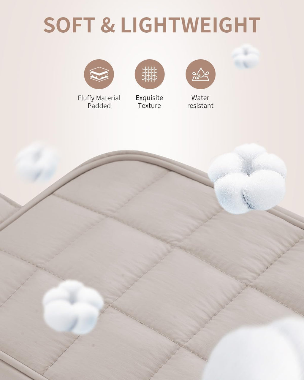 Narwey Puffy Travel Toiletry Bag for Traveling Women Girl, Travel Bag for Toiletries, Cute Travel Makeup Bag Organizer, Quilted Cosmetic Bag Make Up Skincare Medicine Bags