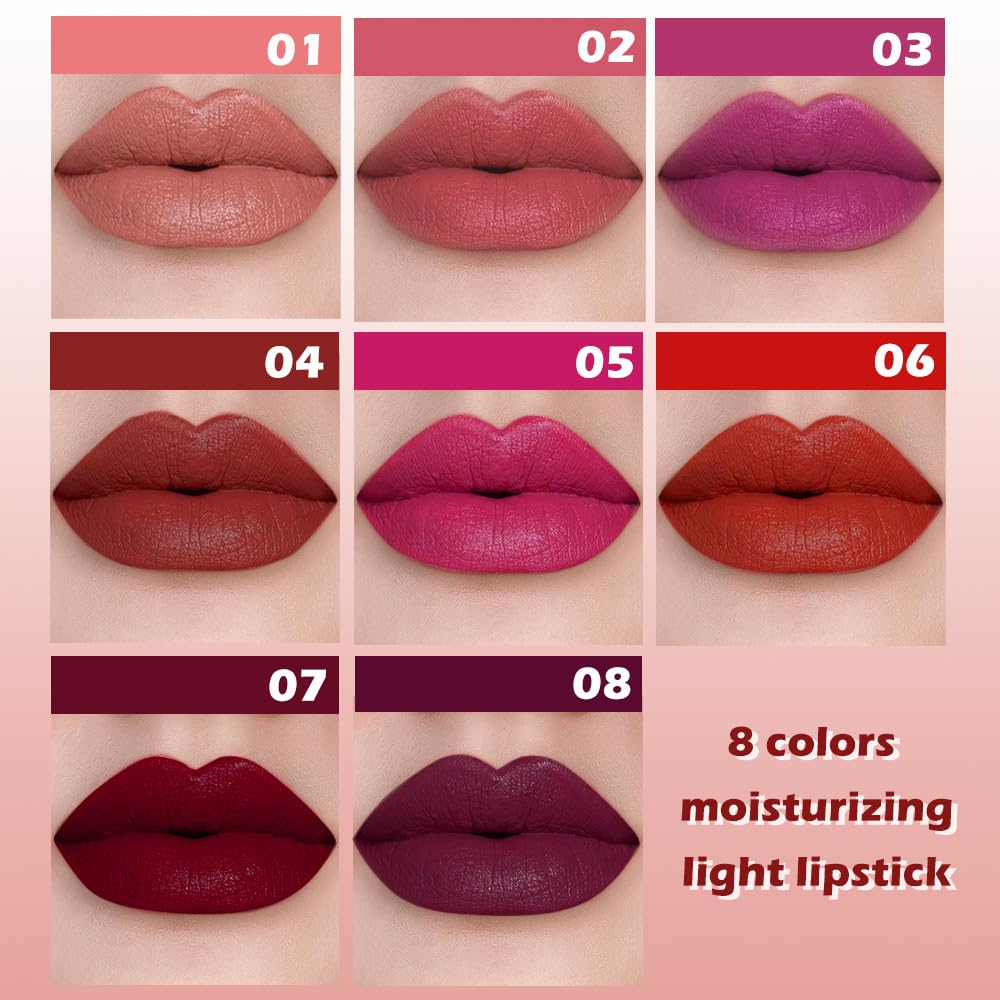 Orange Red Matte Lipstick for Women, Long Lasting Waterproof Transfer-Proof Vegan, 24 Hours Moisturizing Glossy Shine Lip Gloss, Lipstick Palette Beauty Products Makeup All-Day Formula A06#