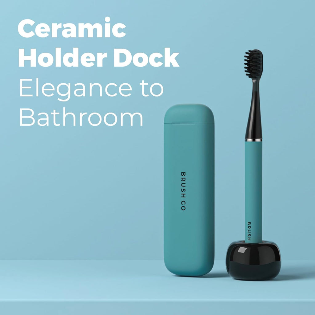 MIPOW Slim Pro i4 Electric Toothbrush Rechargeable Smart Ultra Sonic 3 Modes Magnetic Travel Case &Ceramic Dock, 60Day Long Battery Soft Bristles 2Heads IPX7 Waterproof,Color-(Blue)