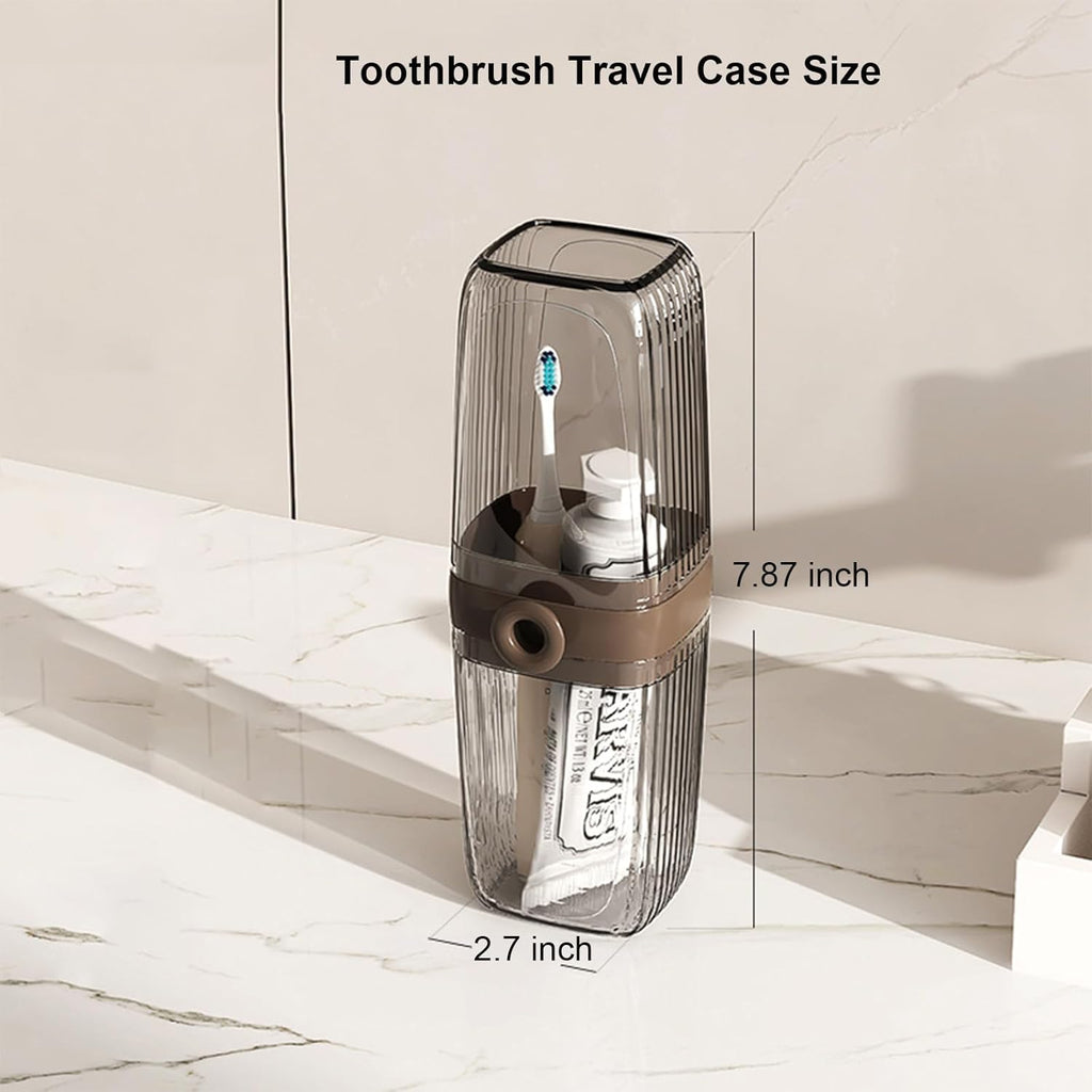 2Pcs Toothbrush Travel Case & Travel Soap Holder Dish Tray, Portable Clear Toothbrush Holders with Cover Leakproof Bar Soap Holder for Traveling School Camping Business Trip Bathroom