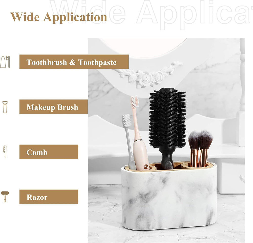 Shinowa Toothbrush Holder,Premium Toothbrush Organizer,Bathroom Storage Organizer for Electric Toothbrush, Toothpaste, Razor, Comb, Gravel White