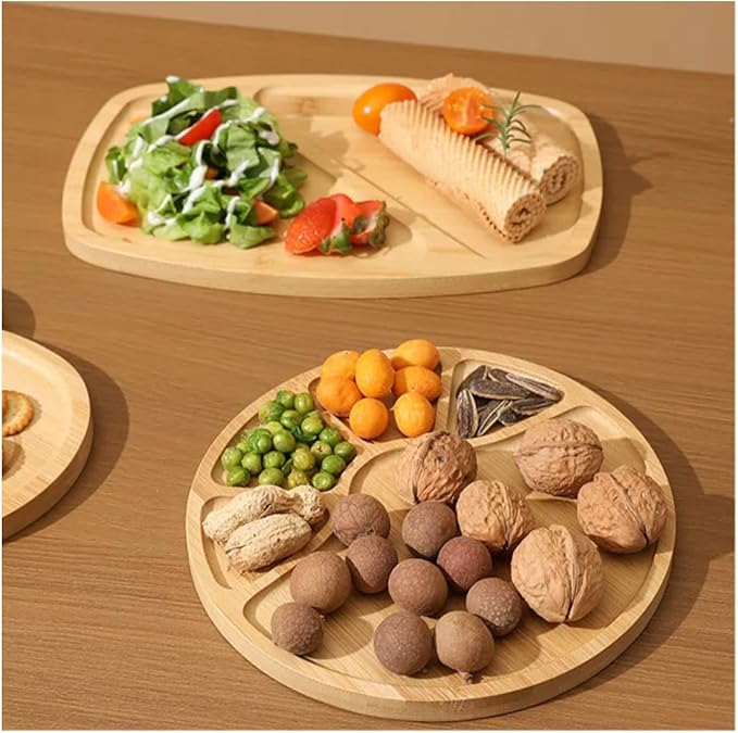1PCS Bamboo Tray - Suitable for The Bathroom,Kitchen,Breakfast Tray and Round Decorative Tray (7.68 in * 7.68 in)