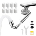 1440º Sink Water Filter Faucet Extender Telescopic, Splash-proof Sink Faucet Extender with Filter, Reduce 99% Chlorine, 2 Modes Spray Attachment for Kitchen/Bathroom/Toddlers, 8Pcs Replacement Filter