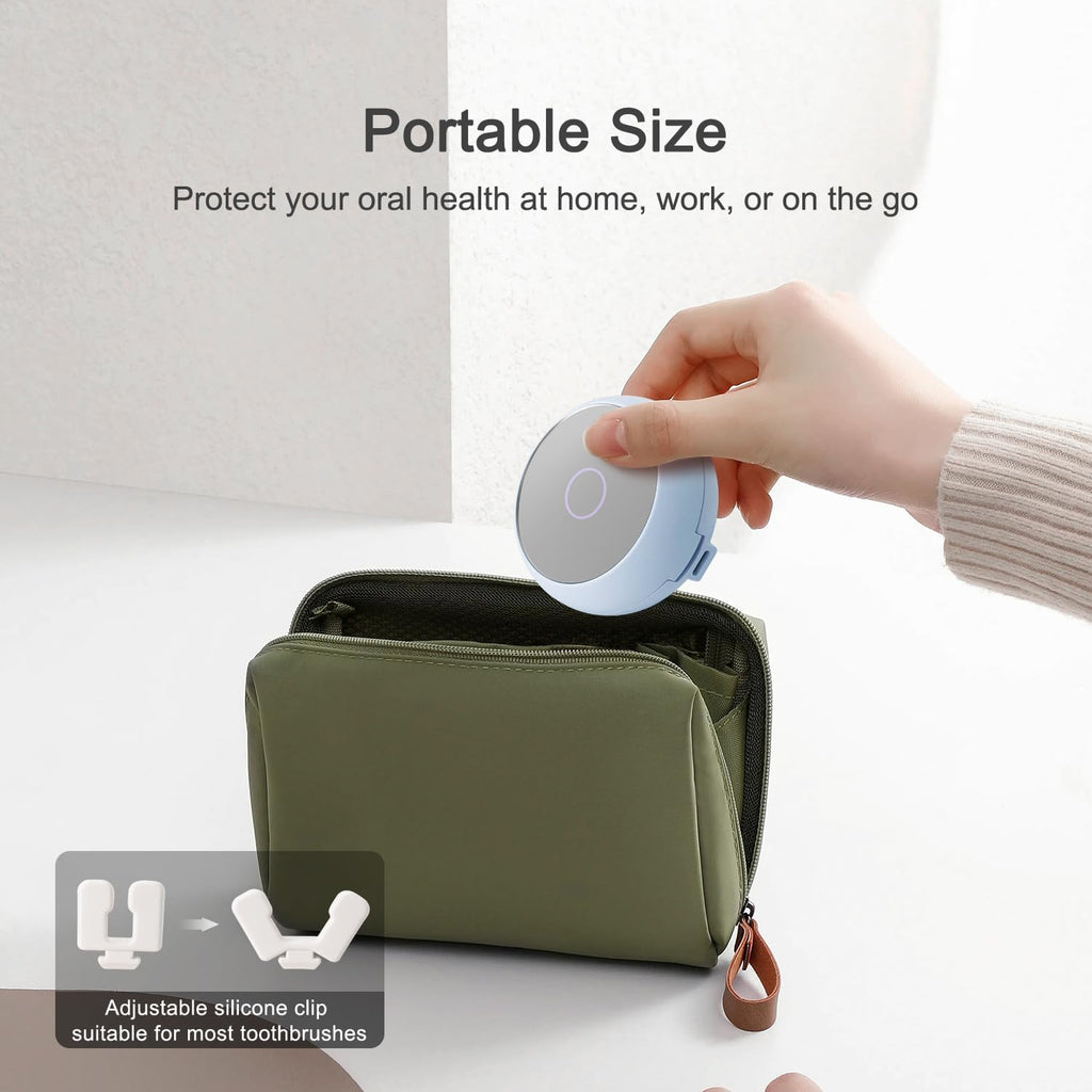 Toothbrush Holder, Toothbrush Cleaner Case, Portable USB Charging Toothbrush Cover with U V-C Light, Travel Toothbrush Holder (Blue-Mirror)