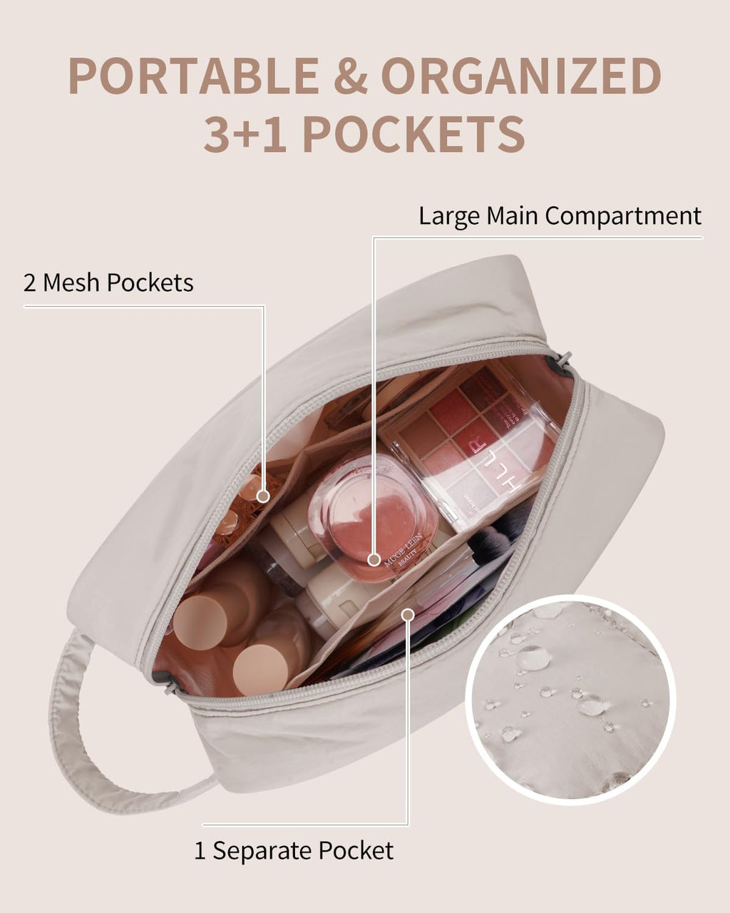 Narwey Puffy Travel Toiletry Bag for Traveling Women Girl, Travel Bag for Toiletries, Cute Travel Makeup Bag Organizer, Quilted Cosmetic Bag Make Up Skincare Medicine Bags