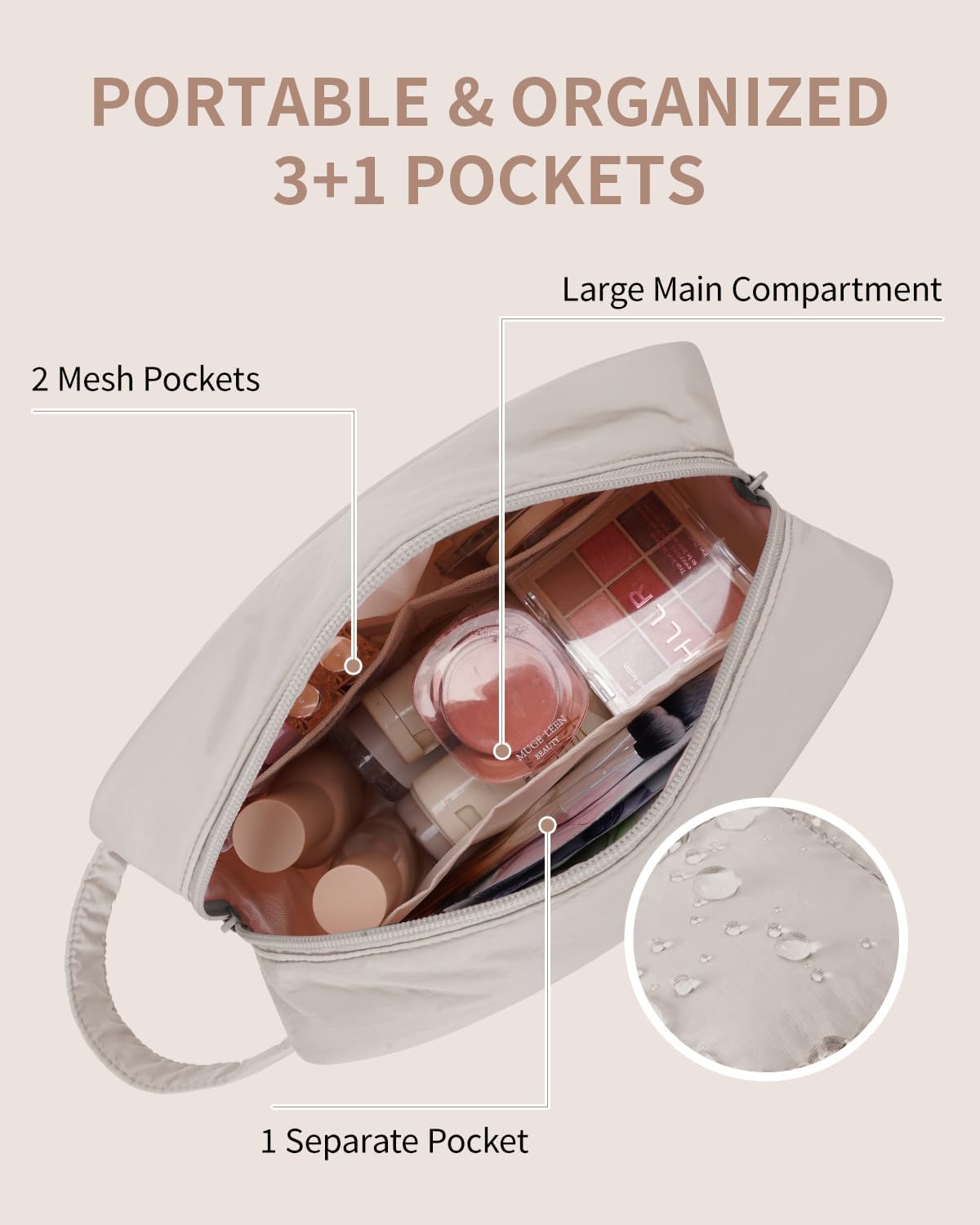 Narwey Puffy Travel Toiletry Bag for Traveling Women Girl, Travel Bag for Toiletries, Cute Travel Makeup Bag Organizer, Quilted Cosmetic Bag Make Up Skincare Medicine Bags