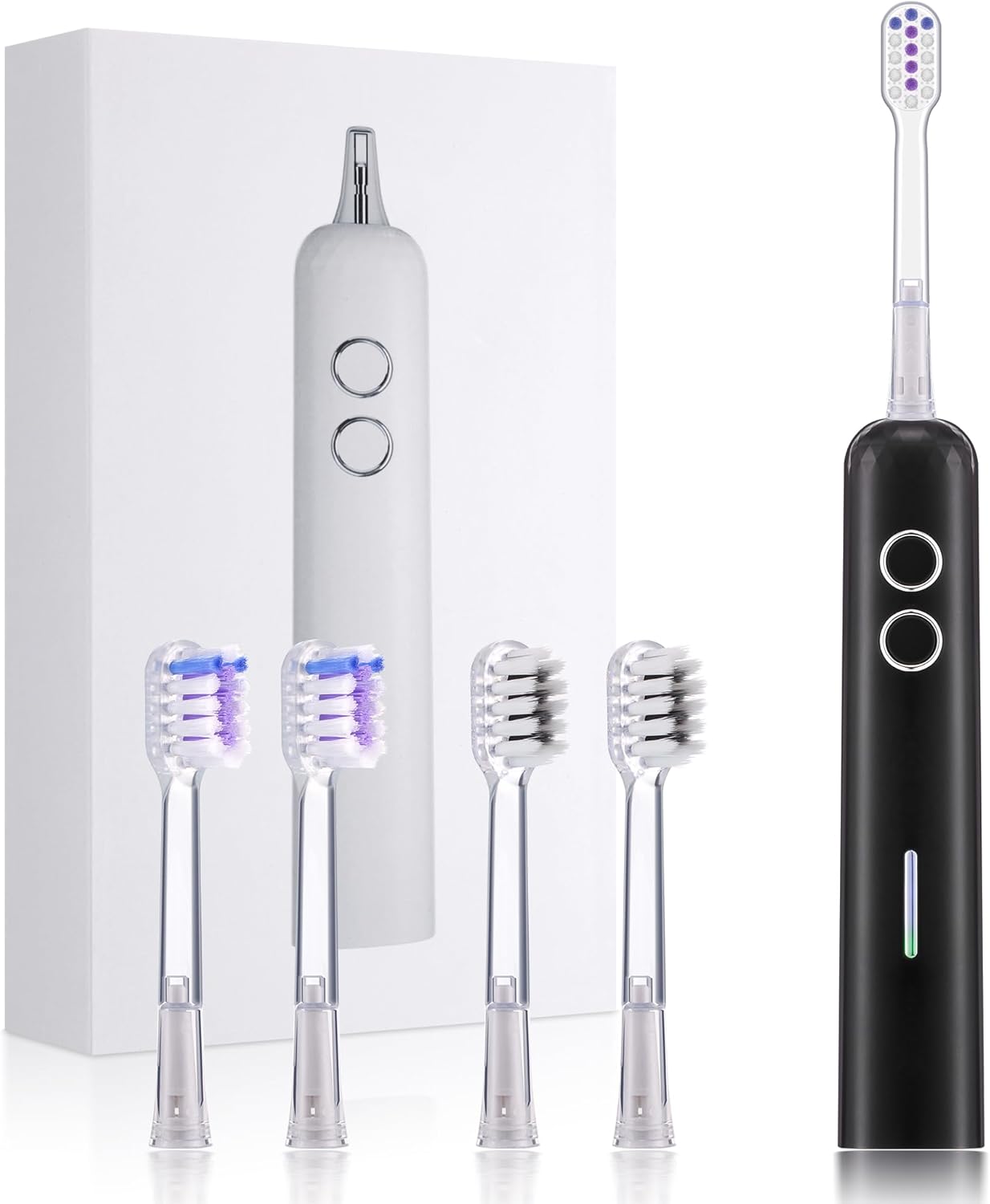 Electric Toothbrush for Adults Sonic Vibration Deep Mouth Cleaning Teeth Whitening Free 4 Toothbrush Heads Super Soft Bristles 3 Modes 90 Days Lifespan IPX7 Waterproof (Color Available)