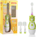 Kids Electric Toothbrush Sonic Battery-Powered for Toddler Ages 2-10, 2-Min Smart Timer LED Light with 3 Color Cleaning Modes, Green FunBear Boys Girls 2 Replacement Heads