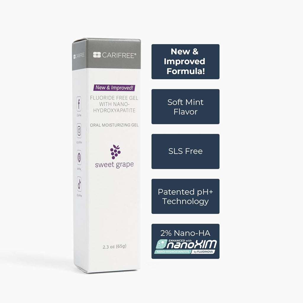 CariFree Fluoride Free Gel, Sweet Grape Flavor, Nano Hydroxyapatite Toothpaste, Neutralizes pH, Freshens Breath & Moistens Mouth, Dentist Recommended for Oral Care (2.3 Ounce (Pack of 2), Sweet Grape)