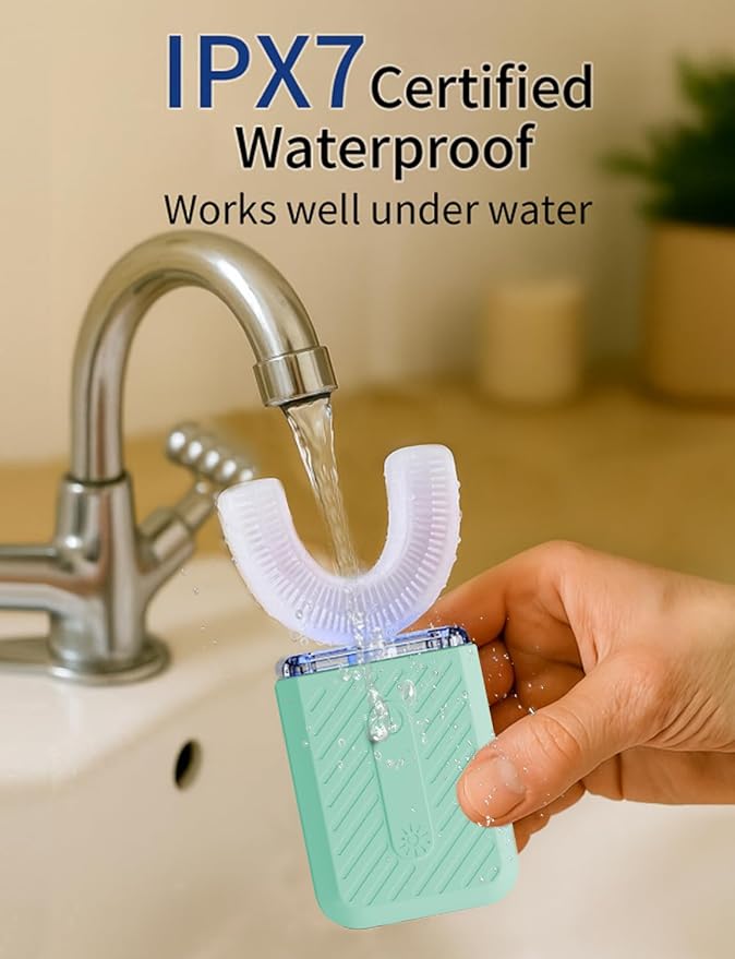 U-Shaped Electric Toothbrush for Adults, U Shaped Toothbrush with 360° Automatic Cleaning, Electric Toothbrush for Business Trips & Travel