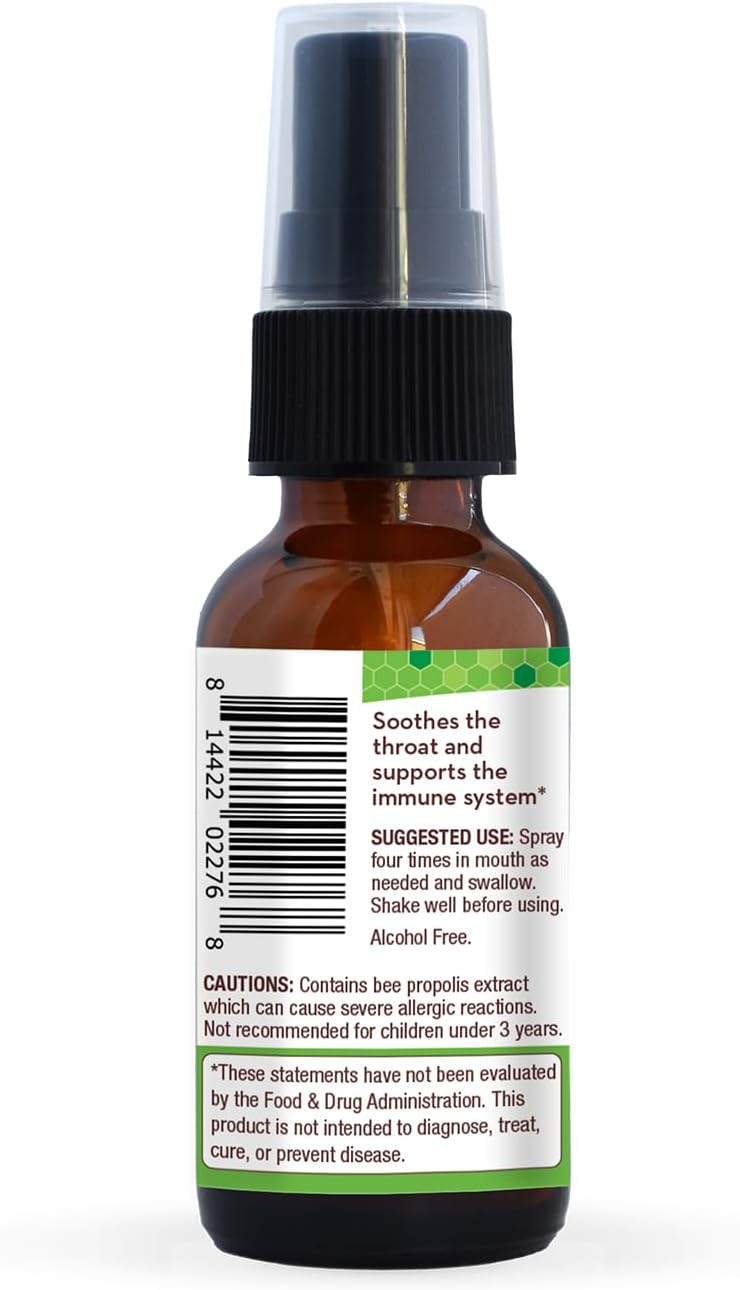 Wedderspoon Propolis and Manuka Honey Throat Spray, Chamomile & Mint, 1 Fl Oz (Pack of 1), Sore Throat Relief, Natural Immune Support