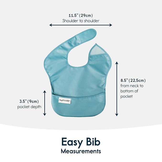 Tiny Twinkle Mess-Proof Baby Bibs for Eating | Waterproof, Wipeable Toddler Bibs with Catch-All Pocket | Feeding Bibs for Girls & Boys(5 Pack, Boy Spring)