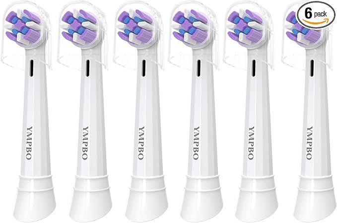 Pack of 6 Replacement Heads Compatible with Oral B iO 10 9 8 7 6 5 4 3 Series Electric Toothbrush, Medium Brush Heads, White