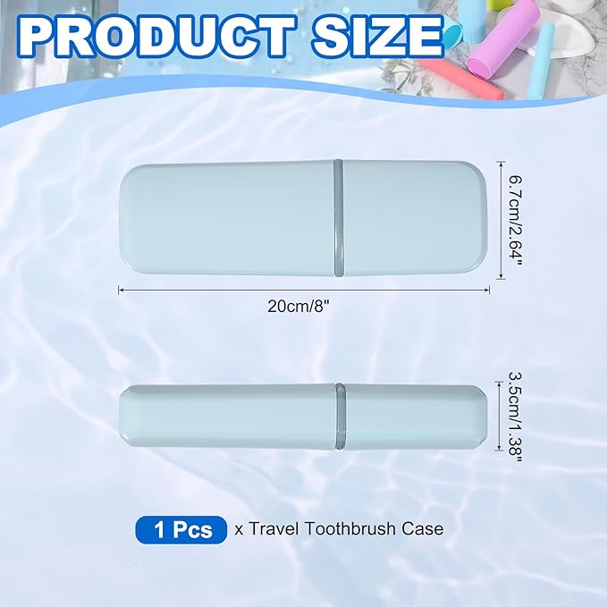 uxcell Travel Toothbrush Case, 7.9x2.7x1.4 Portable Travel Toothbrush Holder with Flat, Plastic Toothpaste Container for Bathroom, Gym, Business Trip, Camping, Sky Blue