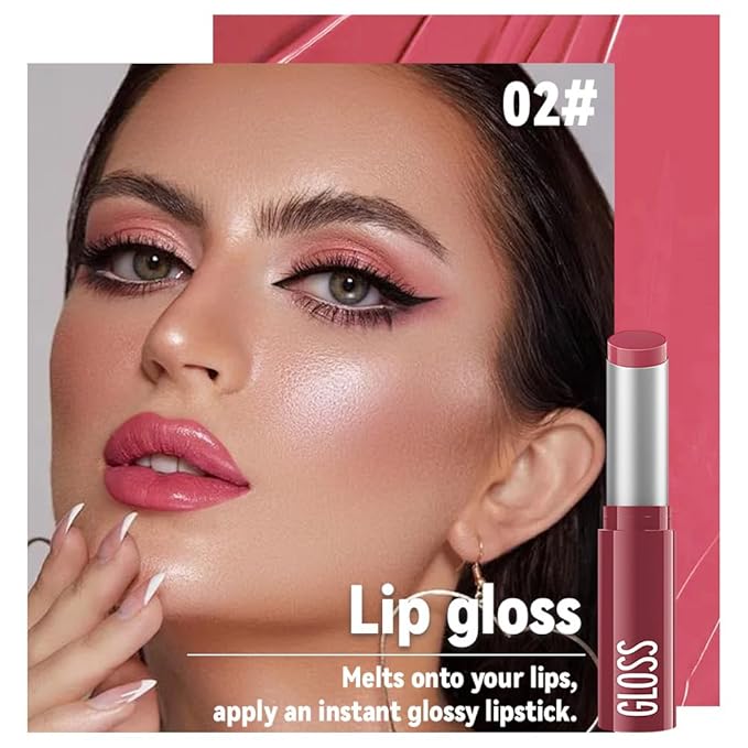 2Pcs Brown&Pink Honey Tinted Lip Stain Lip Balm Lip Gloss Lipstick, Sheer Hydrating Lip Stains Tint, Moisturizing Lip Color for All Skin Tones, Nourishing Lip Balm with a Hint of Natural Black Cherry