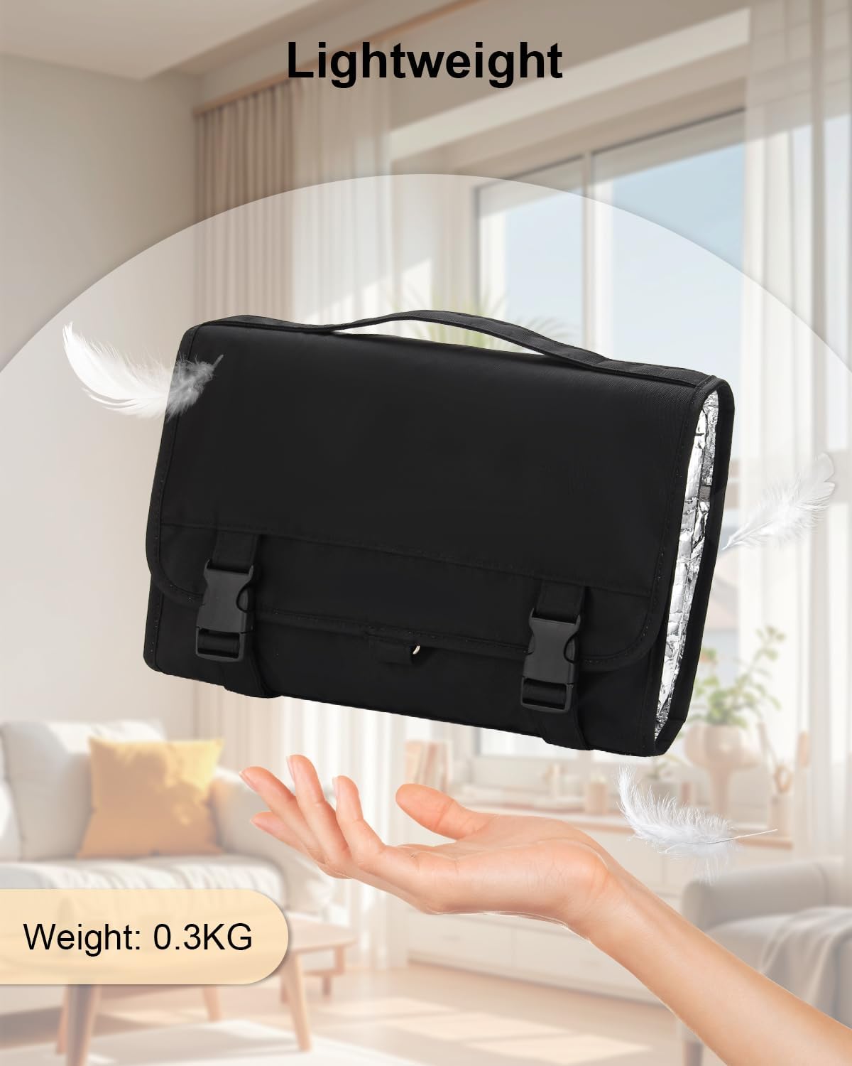 TANTO Travel Makeup Bag, Hanging Makeup Organizer Bag Lightweight Waterproof Large Cosmetic Case Black Toiletry Bag Portable Pouch for Makeup Accessories