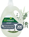 Biokleen Natural Sport 3X Concentrated Laundry Detergent, 300 Loads, Bio Active Formula, Fight Odors, Sweat & Stain Remover, Lavender Eucalyptus Scent