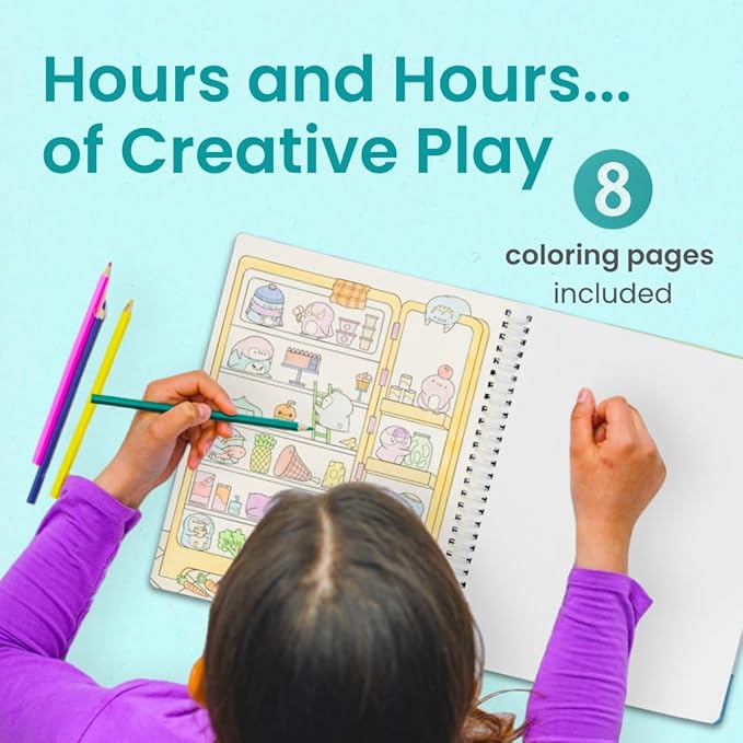 Cupkin Penguin Sticker Book Activity for Kids, Toddler Airplane Travel Essentials, 300+ Animal Stickers for Kids + 8 Scenes + Coloring Book Pages, Penguin Children's Gift, Crafts Ages 2-8