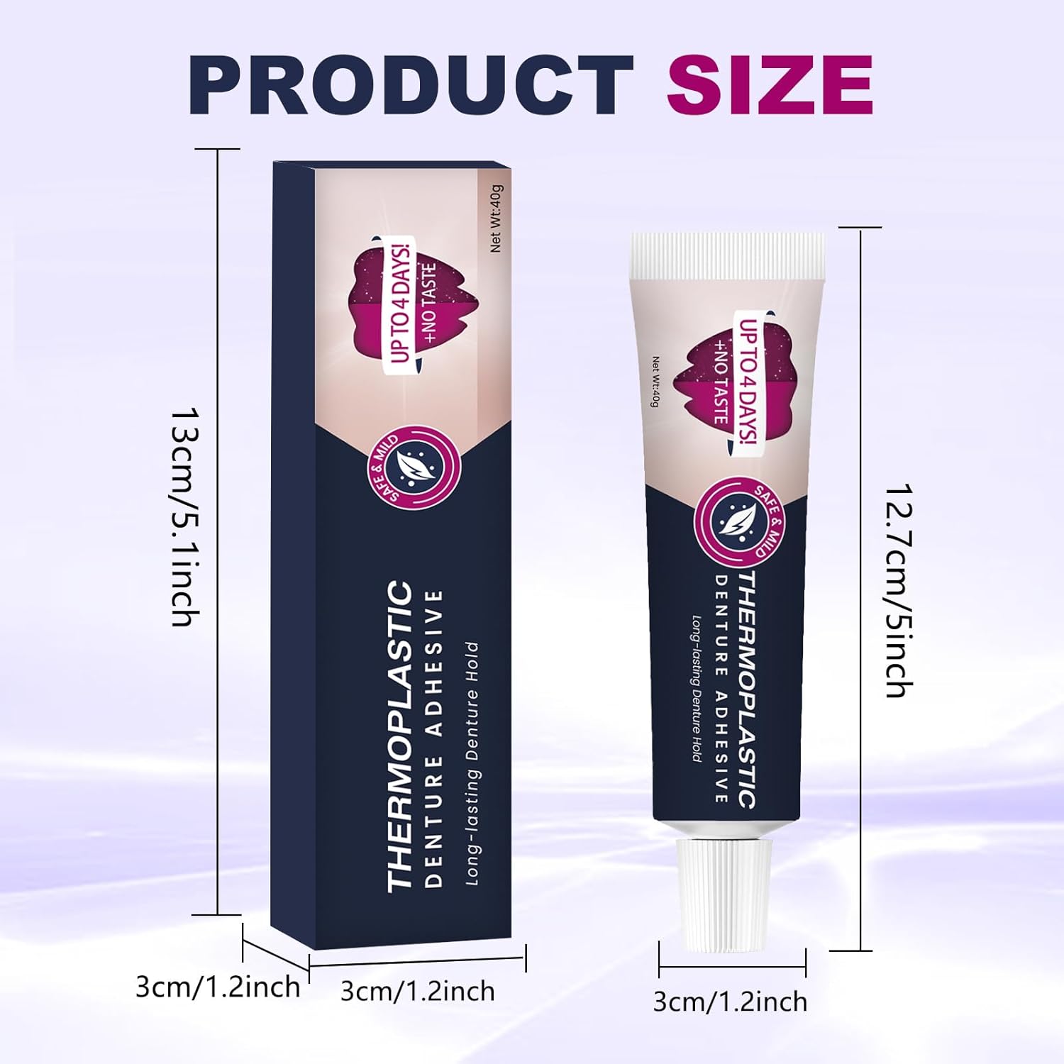 2Pcs Thermoplastic Denture Adhesive, Refits and Tightens Loose Upper and Lower Dentures and Partials, Comfortable, Secure Denture Grip for Up to 4 Days