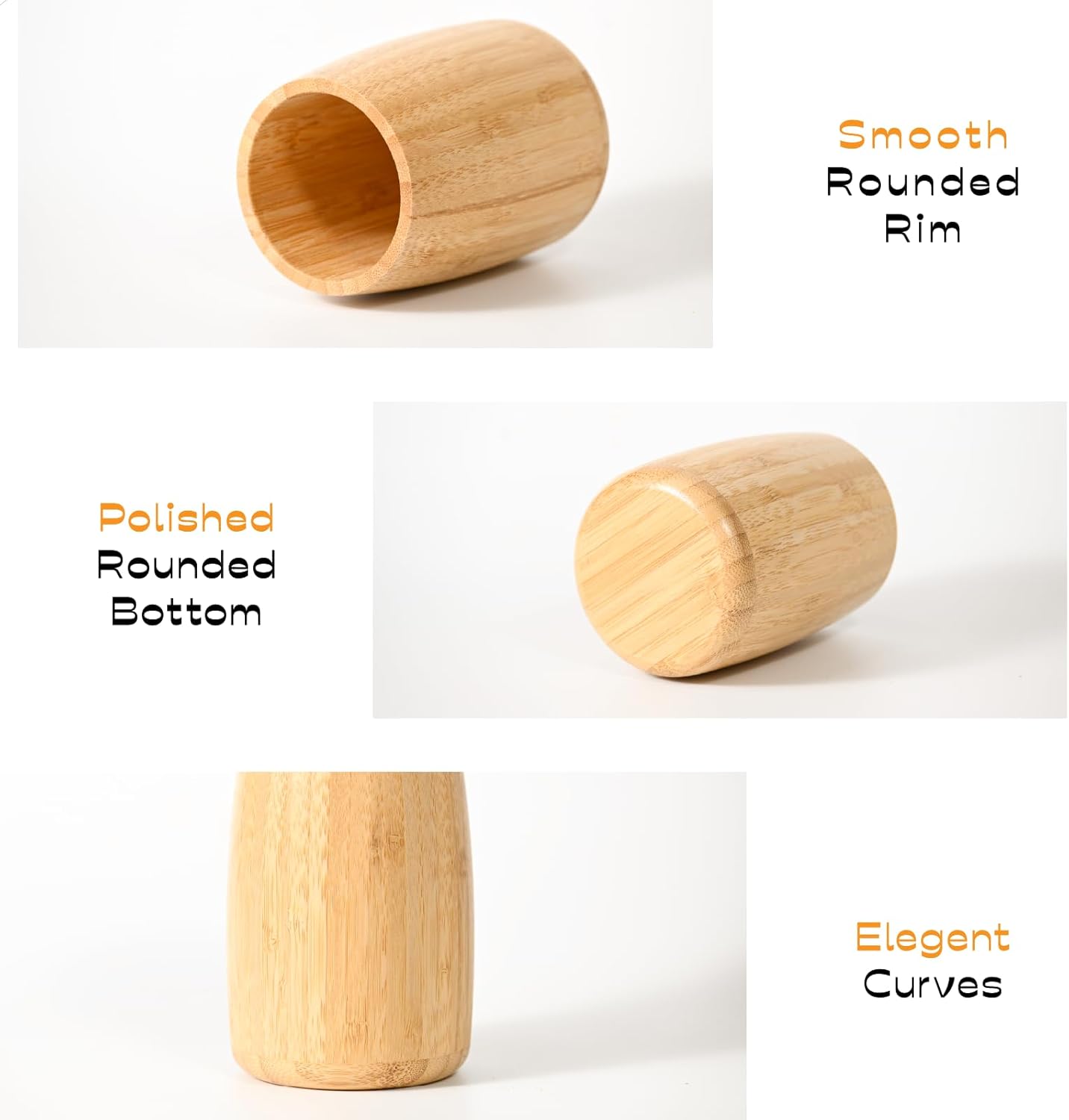 Natural Bamboo Toothbrush Holder, Simple Minimal Cylindrical Tumbler for Bathroom Countertop, Unbreakable Makeup Brush or Pen Organizer, Desktop Accessory