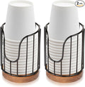 2PCS Rural Style Bathroom Cup Dispenser, Small Disposable Paper Cup Holder, 3oz Disposable Mouthwash Cup Storage Rack, Iron Bathroom Organizer