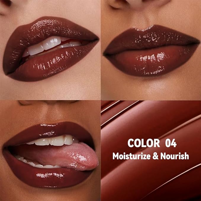 Dark Brown Honey Tinted Lip Stain Lip Balm Lip Gloss Lipstick, Sheer Hydrating Lip Stains Tint, Moisturizing Lip Color for All Skin Tones, Nourishing Lip Balm with a Hint of Natural Black Cherry