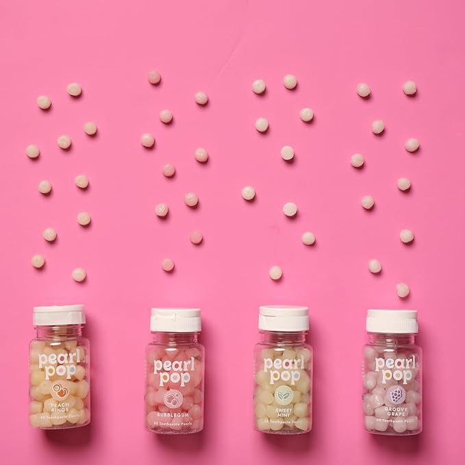 Toothpaste Pearls, Chewy Fluoride Free Toothpaste for Kids, Made with Nano Hydroxyapatite & Xylitol, Foam Free, Mess-Free Travel Tooth Paste, Bubble Gum, 65 Count