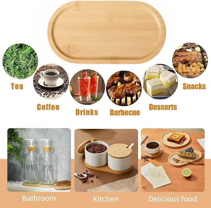 1PCS Bamboo Bathroom Trays - Suitable for The Bathroom,Kitchen,Breakfast Tray and Decorative Tray (8.46 in * 4.53 in)