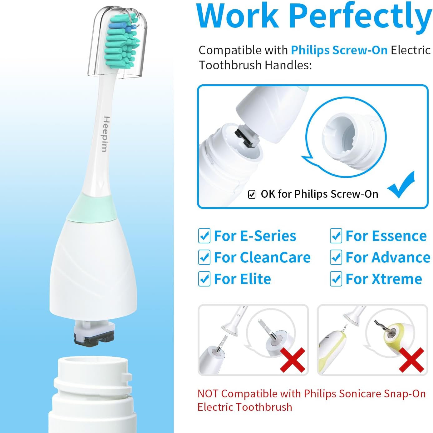 Replacement Toothbrush Heads for Philips Sonicare Electric Toothbrush, Replacement Brush Heads Compatible with Philips Sonicare Electric Toothbrush, 6Pack