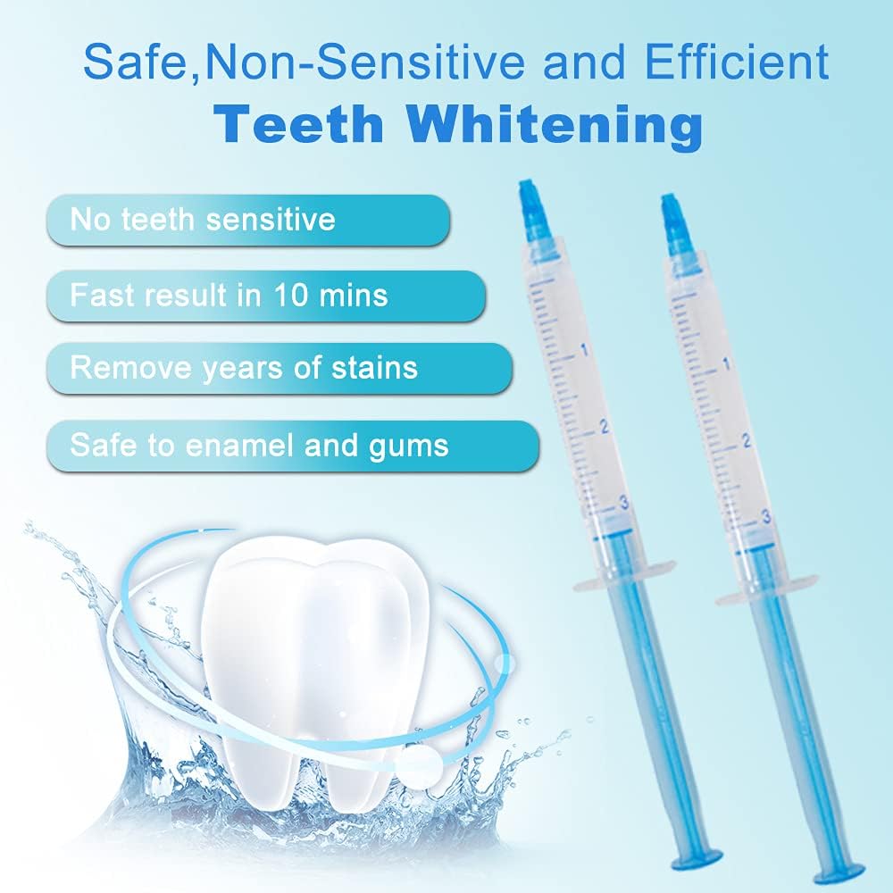 10 Pcs 3ml Teeth Whitening Gel Refills Bleaching Gel, Tooth Whitener Gel Kit for Home Use, Works with Teeth Whitening LED Light and Tray