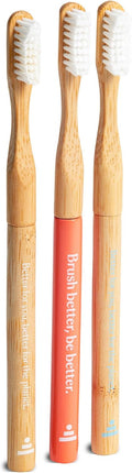 Better & Better Natural Bamboo Toothbrush | Soft Bristles | 100% Plant-Based | Reusable Handle and Replaceable Brush Head | Eco-Friendly, Zero Plastic | Adult Size (Toothbrush, Blue, White & Orange)