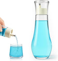 Tokusatsu Mouthwash Dispenser for Bathroom, 8.8 oz Clear Glass Refillable Mouthwash Container Bottle with Lid Cup for Countertop, 1 Pack