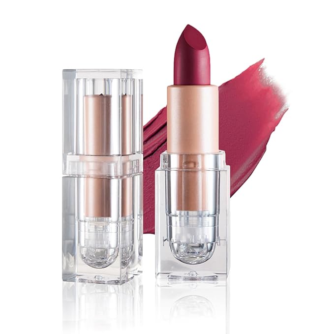 Matte Nude Lipstick Velvet Lip Gloss Non-Fading Non-Sticky Cup Nude Lipstick Matte Lip Stain Long Lasting Waterproof Lipstick for Women Girls Daily Lip Makeup-611 Wine Red