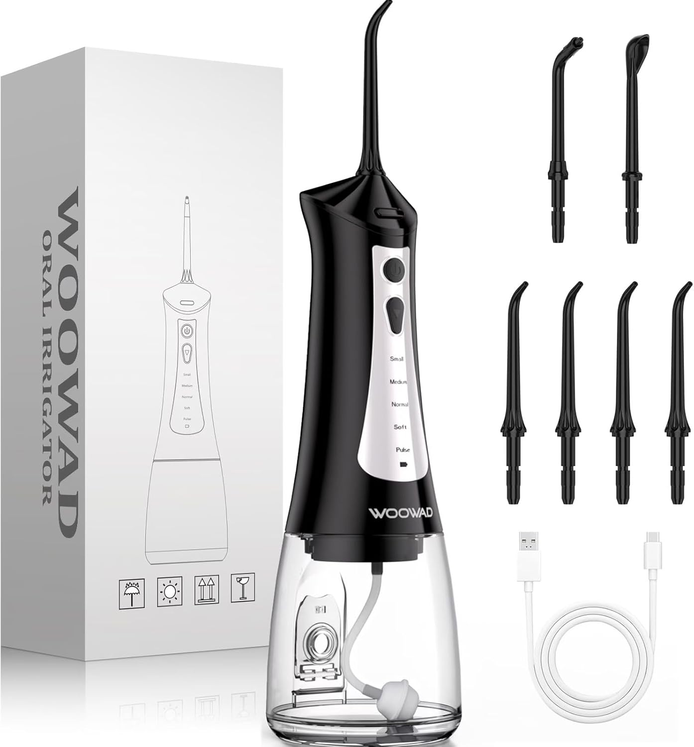 Water Flosser for Teeth 300ML Cordless,Portable Water Dental Floss Pick IPX7 Waterproof 5 Modes & 6 Jet Tips Noise<70db, Water Picks for Teeth Cleaning and Flossing, Braces, Gums,Oral Care