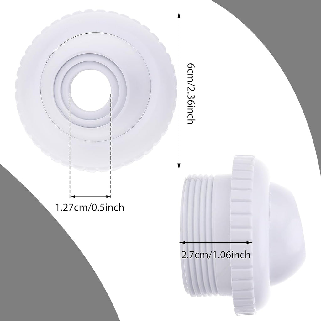 2 Pieces Pool Jet Nozzles, 1/2" Directional Flow Eyeball Inlet Jet, Swimming Pool Return Jet Replacement Parts Fittings Spa with 1-1/2 Inch MIP Thread Pool Accessories for Cleaning White 0.5"