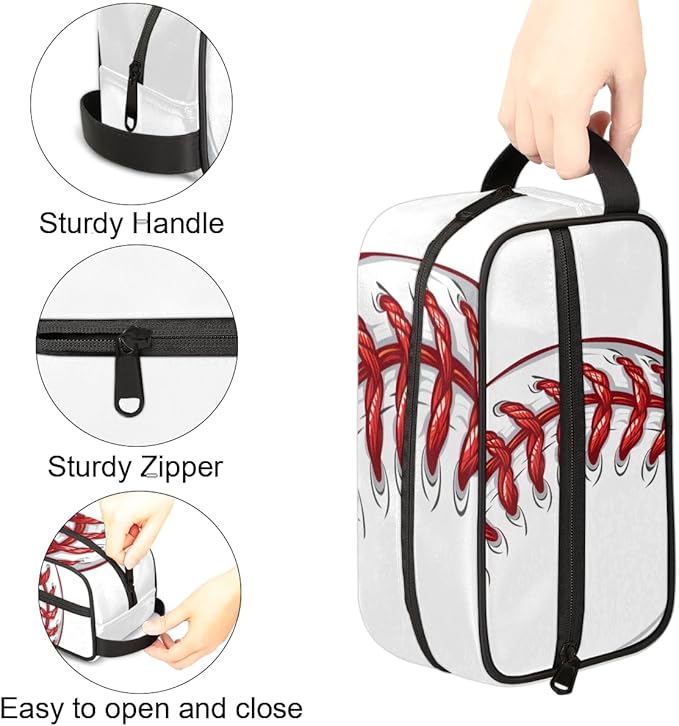 Baseball Sports Red Boys Travel Toiletry Bag Waterproof Wash Bag Shower Shaving Bag Cosmetic Organizer Makeup Bag Portable Toiletries Accessories for Women Men Baseball Sports