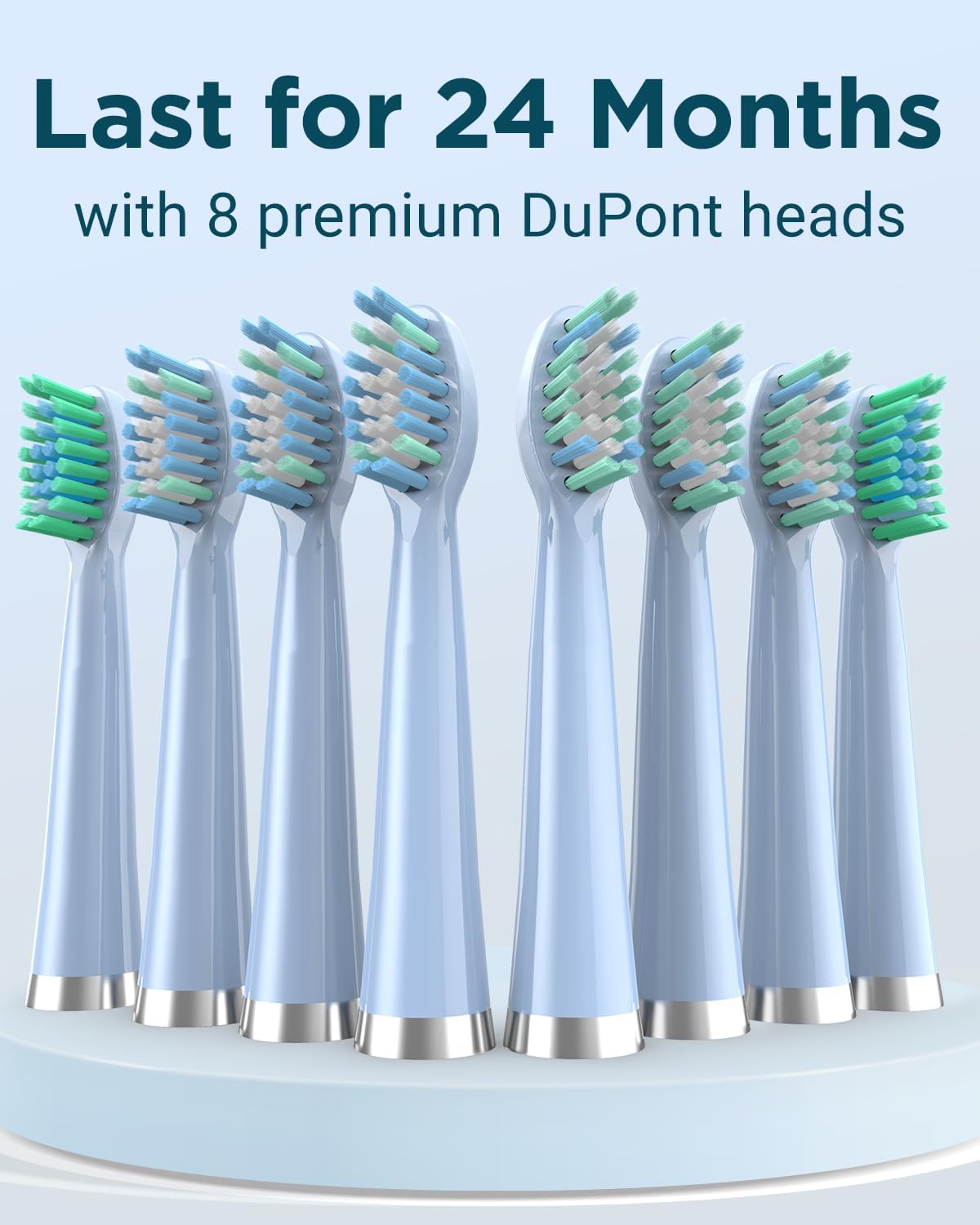 Rtauys Rechargeable Sonic Electric Toothbrush for Adults with 8 Heads, Travel Case, Whitening - Light Blue