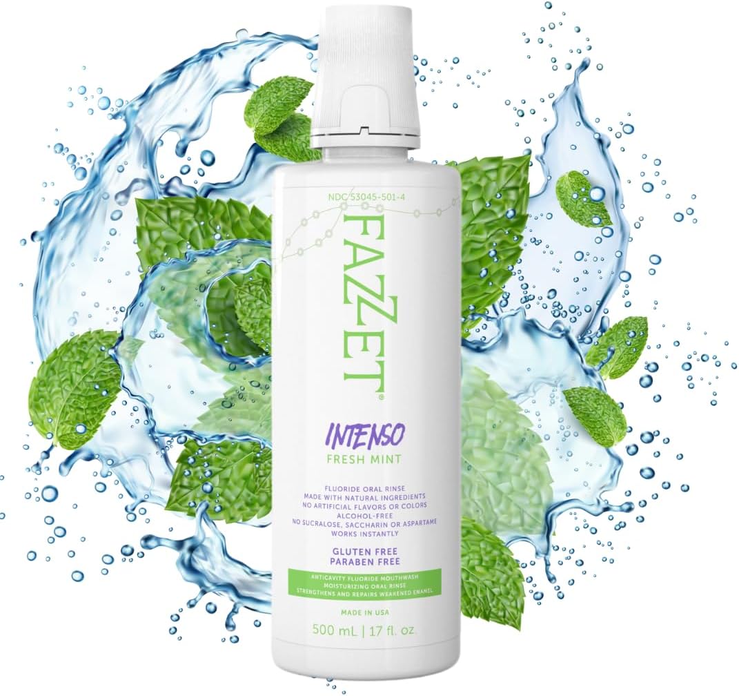 Intenso Fluoride Oral Rinse – Soothe Tonsils, Combat Bad Breath – Alcohol, Gluten, and Paraben Free Mouthwash – Fresh Mint Flavor