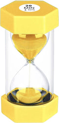 20 Minute Hourglass Sand Timer, Plastic Hexagon Hourglass Sand Clock 20 Min, Reloj De Arena 20 Minutos,Unbreakable Green Hour Glass Sandglass for Classroom Games Kitchen (Yellow)