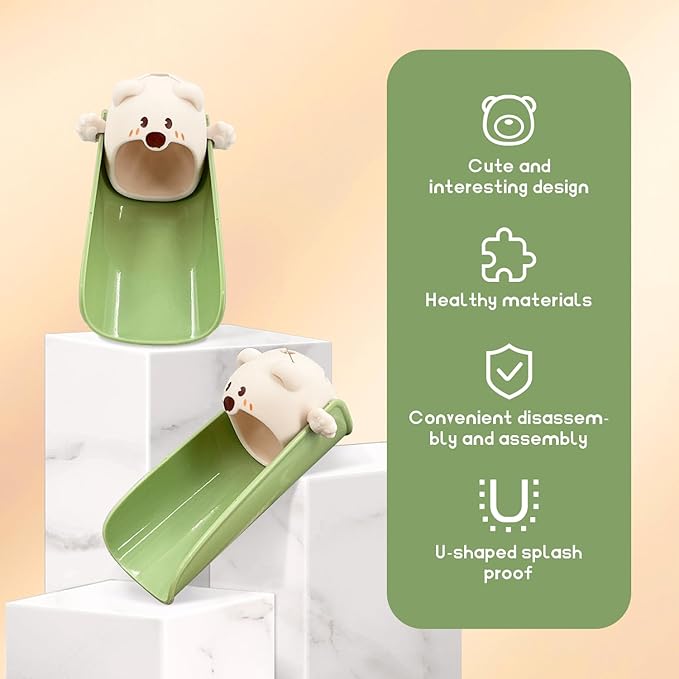 2-Pack Beige Faucet Extender for Toddlers & Kids, Child-Safe Silicone Sink Adapter with Visual Temp Alert, Fits Standard/Gooseneck Faucets - Bathroom, Kitchen, Bathtub