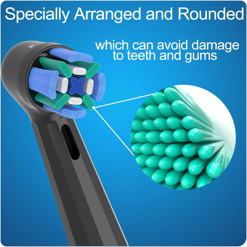 8 Pack Replacement Toothbrush Heads Compatible with Oral B iO, Brush Heads for Oral-B iO 2/3/4/5/6/7/8/9/10/7G Series, with Covers, Black