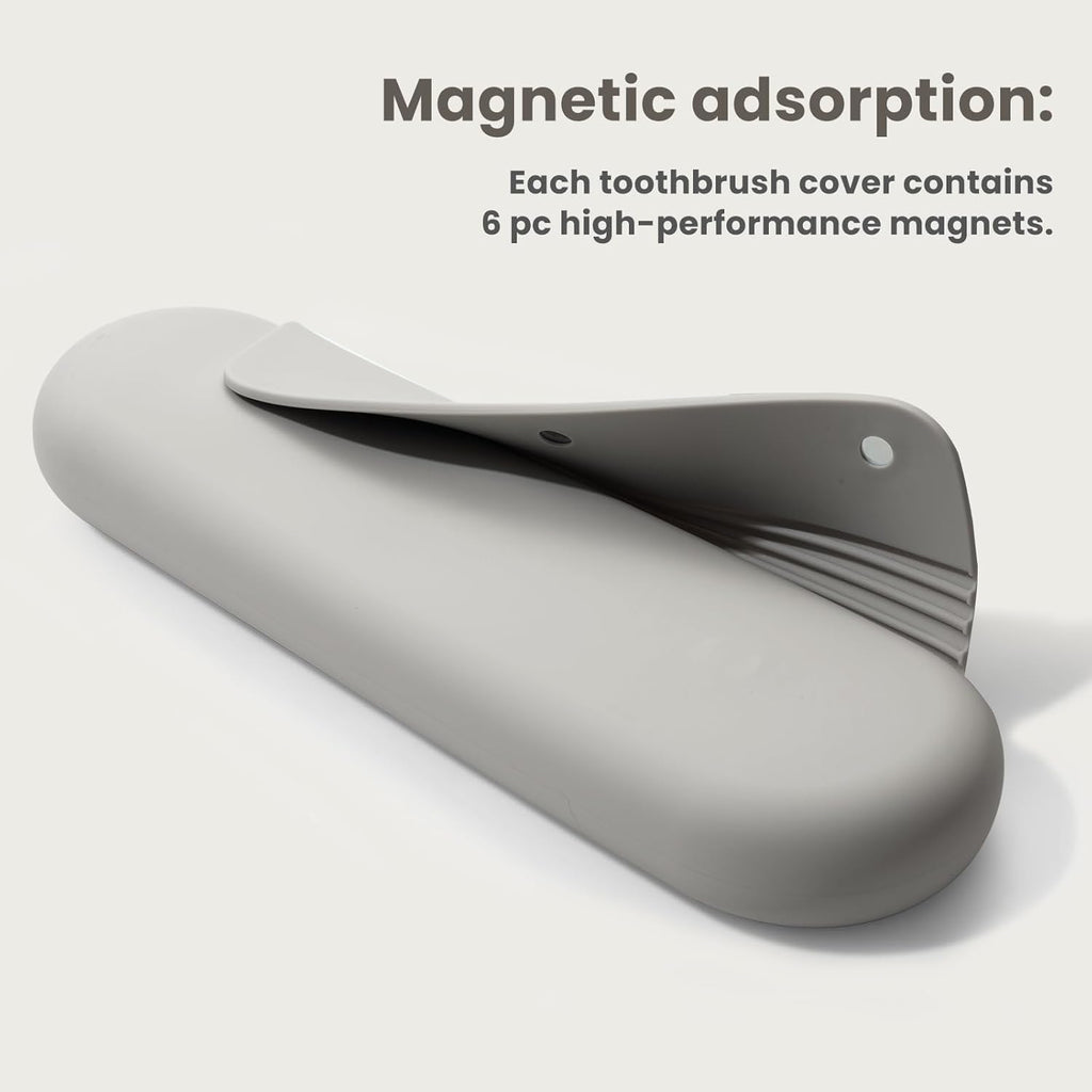 Silicone Electric Toothbrush Travel Cover, Toothbrush Travel Containers Bag Case for Men and Women,Keeps Toothbrush Fresh and Clean, Fits Most Manual and Electric Toothbrushes - Stone