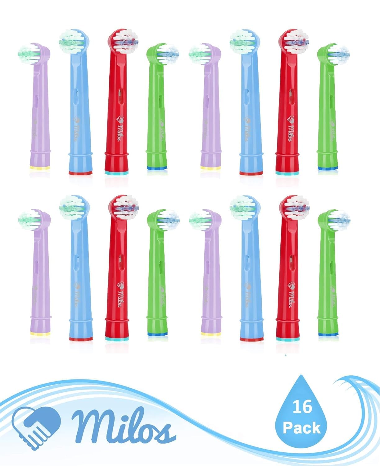 Replacement Toothbrush Heads Kids Compatible with Oral B - 16 Pack Milos Toothbrush Heads Extra Soft Bristles for Electric Braun Brush Heads Refill for Vitality Precision Sensitive and Clean Triumph