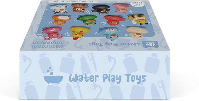 12PCS Rubber Ducks,Toddler Bath Toys,No Hole Bathtub Toys,Baby Pool Toys for 18 Months and Older