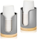 Bathroom Cup Holder - Small Cup Dispenser for Dixie 3 oz Bathroom Cups, 3 4 Ounce Mouthwash Cup Dispenser - PC/Bamboo, Grey, Pack of 2