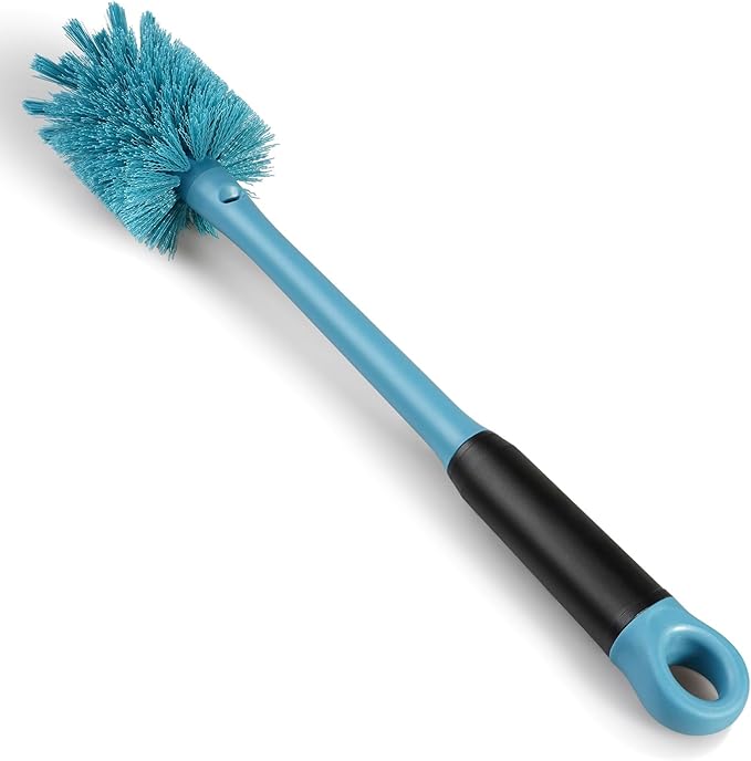 2-in-1 Bottle Cleaning Brush and Hidden Straw Brush, Long Handle Water Bottle Brush Cleaner with Replaceable Head for Sports Bottles, Baby Bottles, Mugs, Straws, Smokey Blue